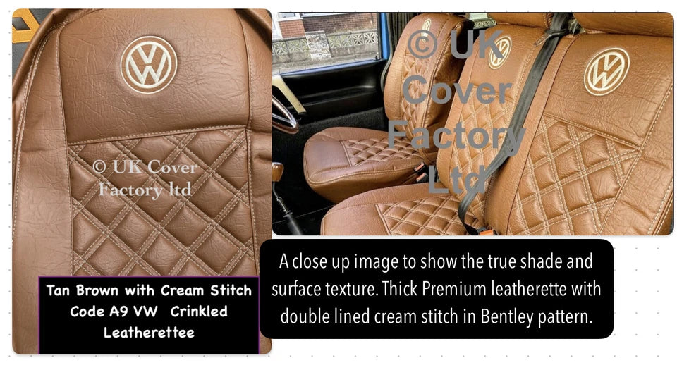Van Seat Covers For VW ID Buzz Made with Logo 11A9VW Brown
