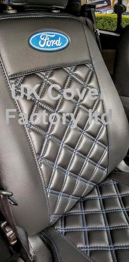 Van Seat Covers For Transit Custom/MK8 Made with Ford Logo 11A4FD© BLUE