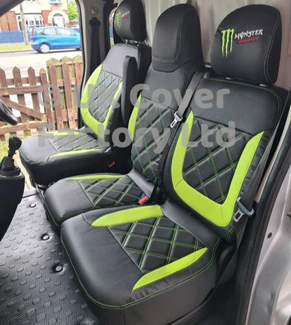 Van Seat Covers For Renault Trafic Made with Logo 11A28BS Limegreen