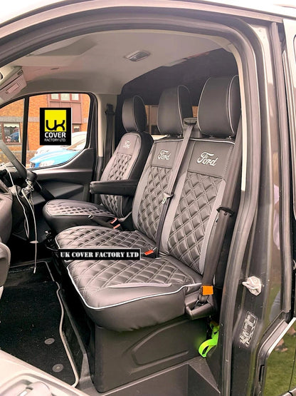 Van Seat Covers For Transit MK6/MK7 Made with Ford Letters & Piping 11A21FD Grey Side Inserts