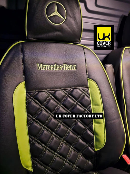 Van Seat Covers For Mercedes Sprinter Made with Dual Logo 11A28MER©MB Lime Green