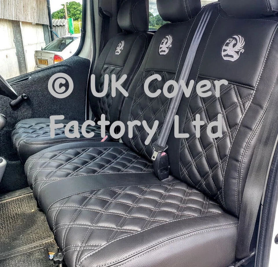 Van Seat Covers For Vauxhall Vivaro Made with Logo 11A2VX© Grey