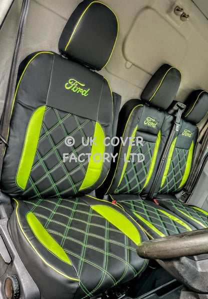 Van Seat Covers For Transit Custom/MK8 Made with Ford Letters 11A28FD LIME GREEN