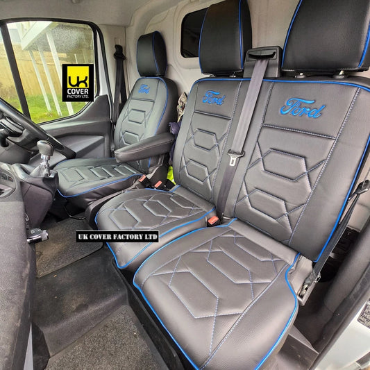 Van Seat Covers For Transit Custom/MK8 Made with FORD 11A4FD BLUE ELECTRON