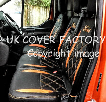 Van Seat Covers For Transit Custom/MK8 Double  Made with Ford Letters 1A29FD ORANGE