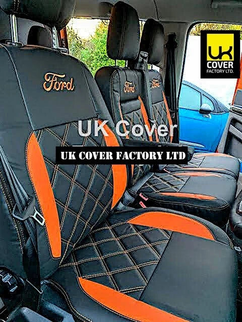 Van Seat Covers For Transit Custom/MK8 Made with Ford Letters & Piping 11A29FD ORANGE