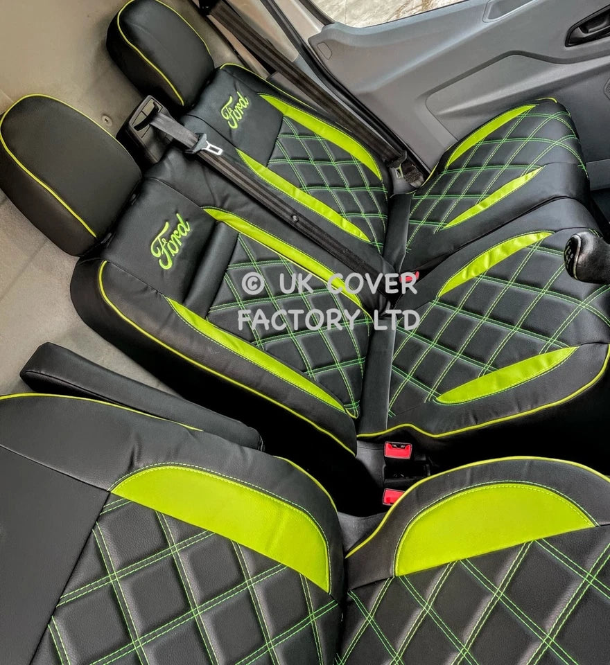 Van Seat Covers For Transit Custom/MK8 Made with Ford Letters 11A28FD LIME GREEN