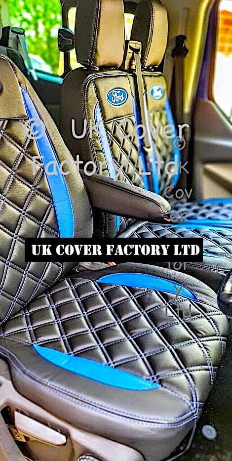 Van Seat Covers For Transit Custom/MK8 Made with Ford Letters 11A24FD© BLUE