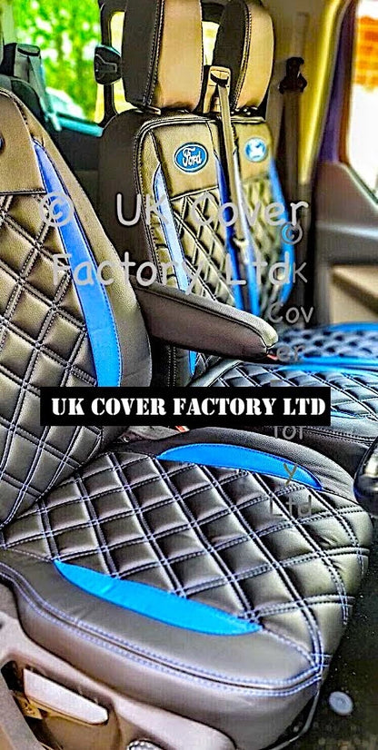 Van Seat Covers For Transit Custom/MK8 Made with Ford Letters 11A24FD© BLUE