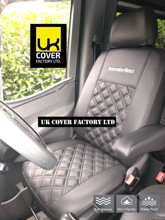 Van Seat Covers For Mercedes Sprinter Made with Mercedes Benz Letters 11A1MB Grey