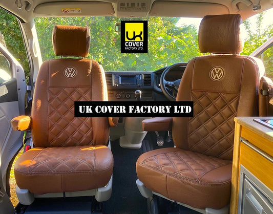 Van Seat Covers For VW ID Buzz Made with Logo 11A9VW Brown