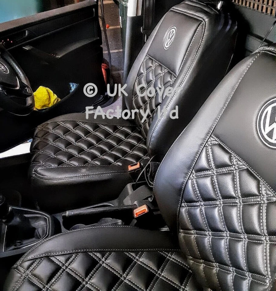 Van Seat Covers For VW Caddy Made with Logo 11A2VW Grey