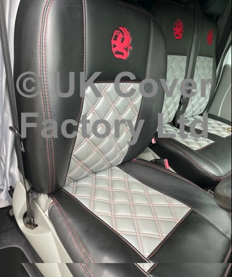 Van Seat Covers For Vauxhall Vivaro Made with Logo 11A2VX© Red