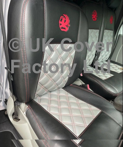 Van Seat Covers For Vauxhall Vivaro Made with Logo 11A2VX© Red