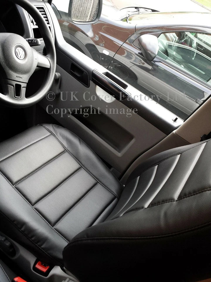VAN SEAT COVERS FOR VW TRANSPORTER T5 T6 PREMIUM BINARY QUILT DESIGN