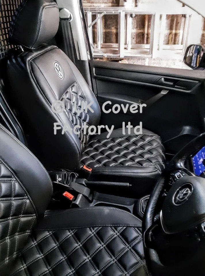 Van Seat Covers For VW Caddy Made with Logo 11A2VW Grey