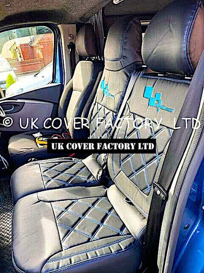 Van Seat Covers For Renault Trafic Made with Logo 11A4RS Blue