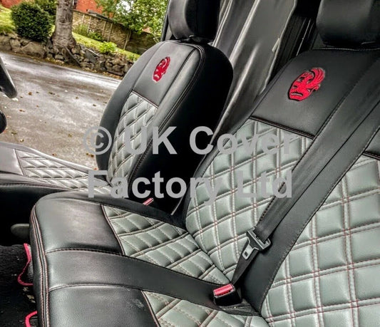 Van Seat Covers For Vauxhall Vivaro Made with Logo 11A2VX© Red