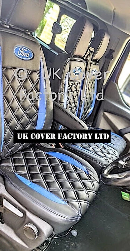 Van Seat Covers For Transit Custom/MK8 Made with Ford Letters 11A24FD© BLUE