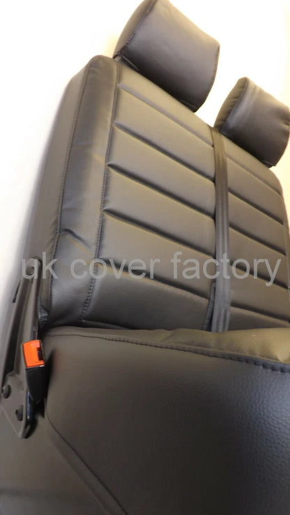 VAN SEAT COVERS FOR VW TRANSPORTER T5 T6 PREMIUM BINARY QUILT DESIGN
