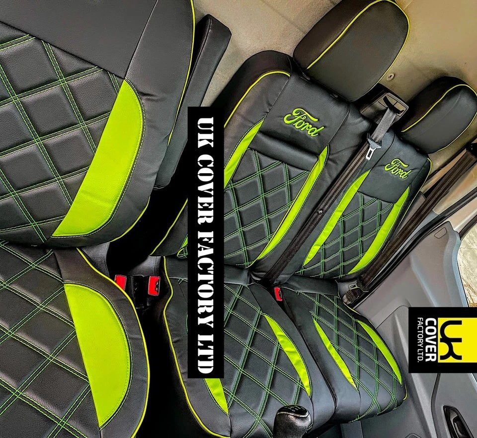 Van Seat Covers For Transit Custom/MK8 Made with Ford Letters 11A28FD LIME GREEN