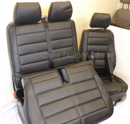 VAN SEAT COVERS FOR VW TRANSPORTER T5 T6 PREMIUM BINARY QUILT DESIGN