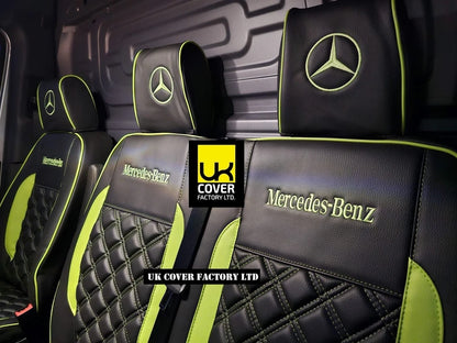 Van Seat Covers For Mercedes Sprinter Made with Dual Logo 11A28MER©MB Lime Green