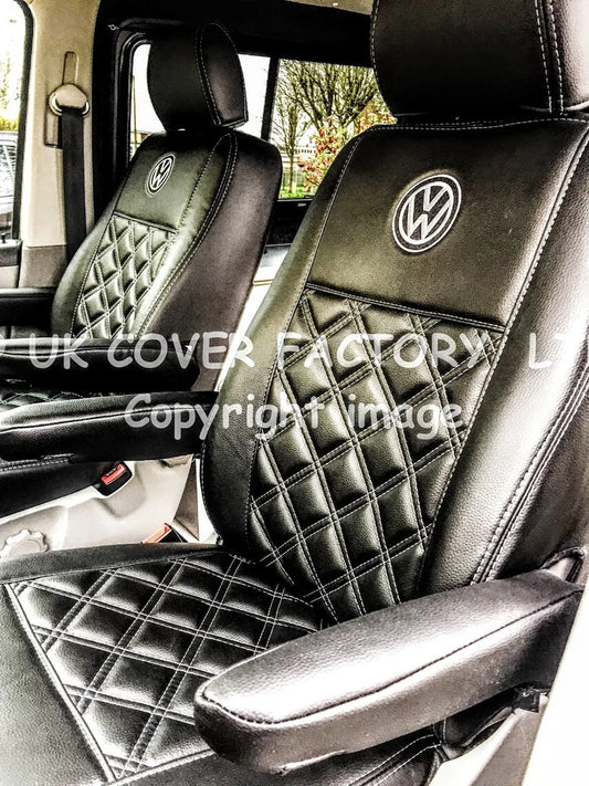 Van Seat Covers For VW Caddy Made with Logo 11A2VW Grey