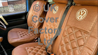Van Seat Covers For VW ID Buzz Made with Logo 11A9VW Brown