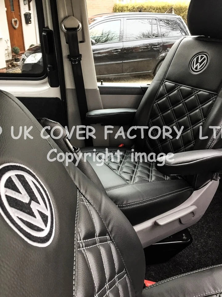 Van Seat Covers For VW Caddy Made with Logo 11A2VW Grey
