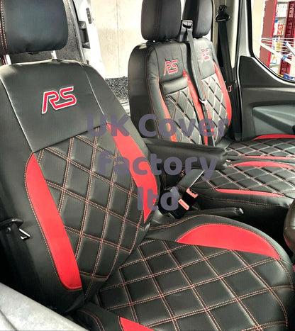 Van Seat Covers For Transit Custom/MK8 Made with RS LOGO 11A23RSP RED