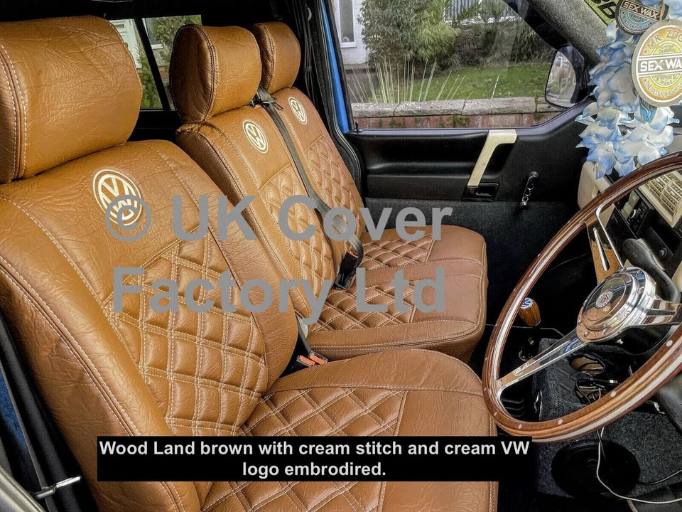 Van Seat Covers For VW ID Buzz Made with Logo 11A9VW Brown