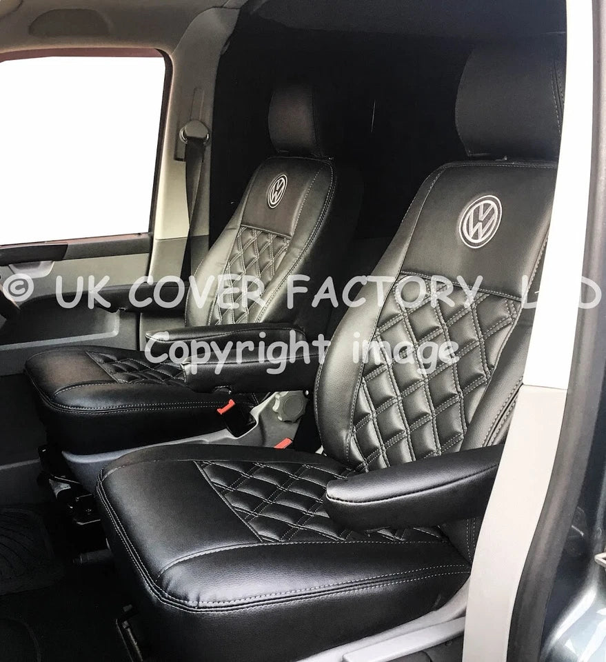 Van Seat Covers For VW Caddy Made with Logo 11A2VW Grey