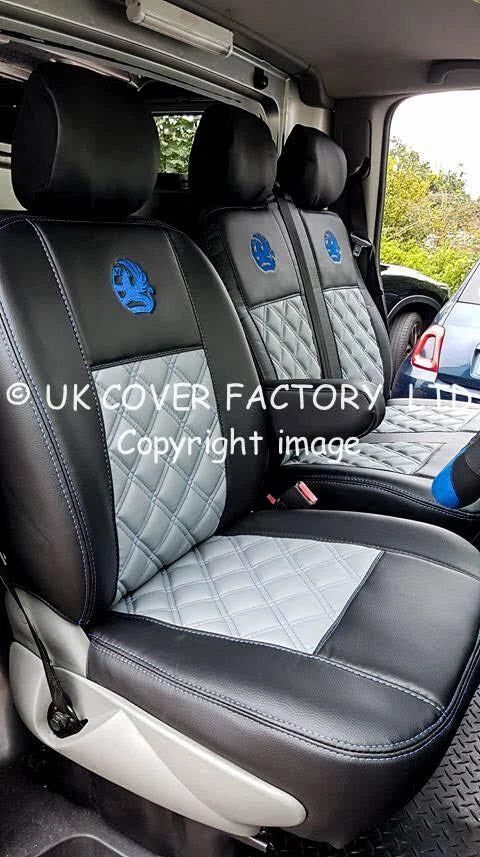 Van Seat Covers For Vauxhall Vivaro Made with Logo 11A2VX© Blue