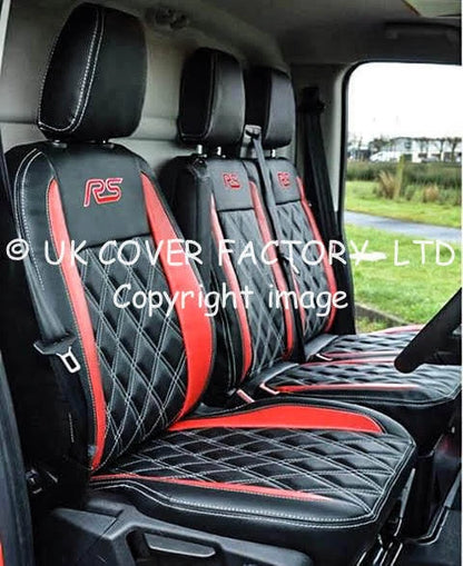 Van Seat Covers For Transit Custom/MK8 Made with RS LOGO 11A23RSP RED