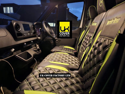 Van Seat Covers For Mercedes Sprinter Made with Dual Logo 11A28MER©MB Lime Green