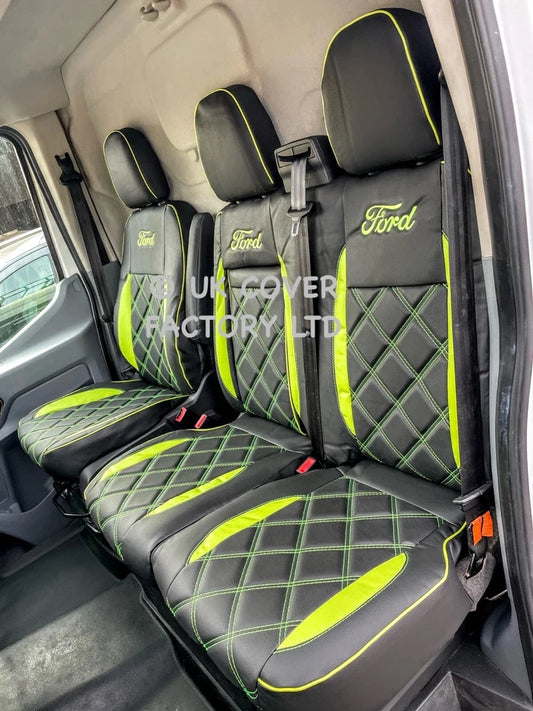 Van Seat Covers For Transit Custom/MK8 Made with Ford Letters 11A28FD LIME GREEN