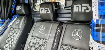 Van Seat Covers For Mercedes Sprinter Made with Mercedes Logo 11A1MER© Grey Stitch