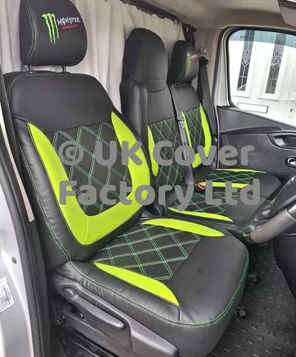 Van Seat Covers For Renault Trafic Made with Logo 11A28BS Limegreen