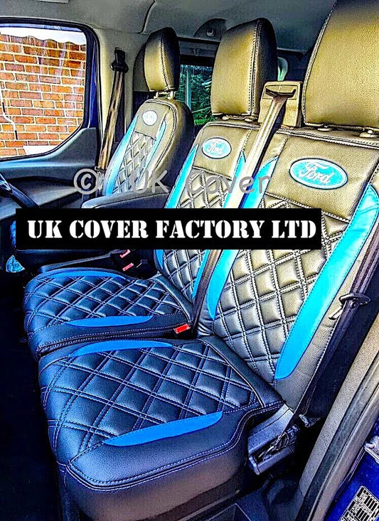 Van Seat Covers For Transit Custom/MK8 Made with Ford Letters 11A24FD© BLUE