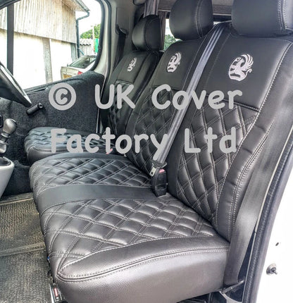 Van Seat Covers For Vauxhall Vivaro Made with Logo 11A2VX© Grey