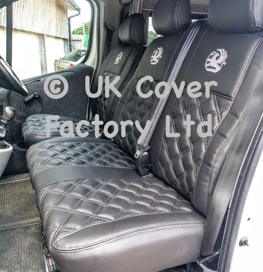 Van Seat Covers For Vauxhall Vivaro Made with Logo 11A2VX© Grey