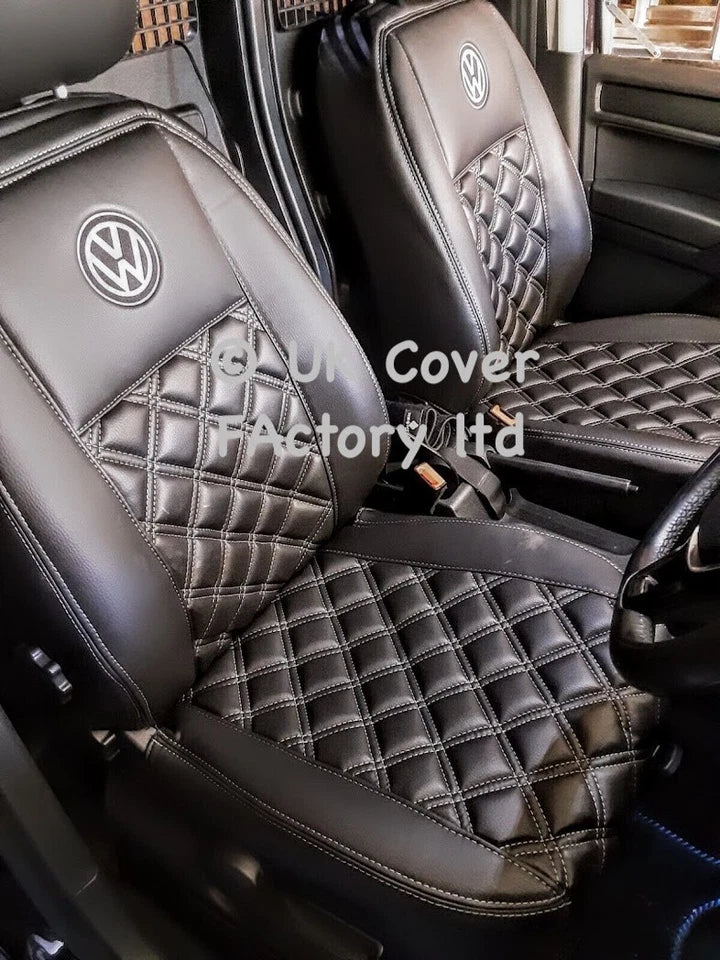 Van Seat Covers For VW Caddy Made with Logo 11A2VW Grey