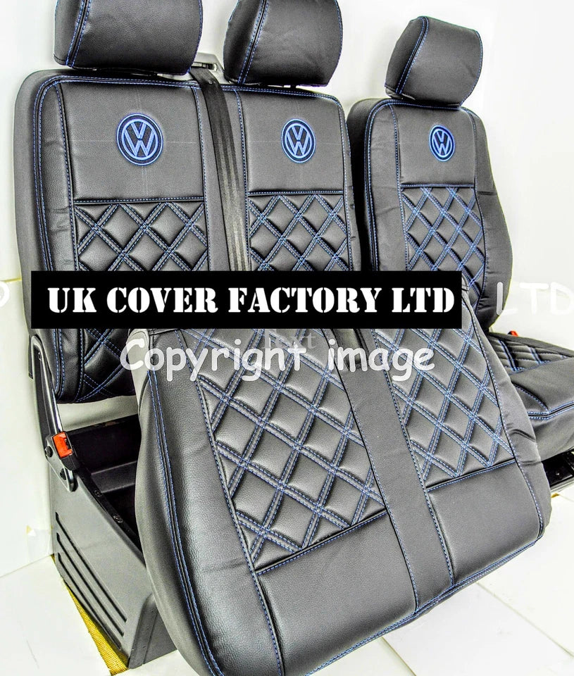 Van Seat Covers For VW ID Buzz Made with Logo 11A4VW Blue