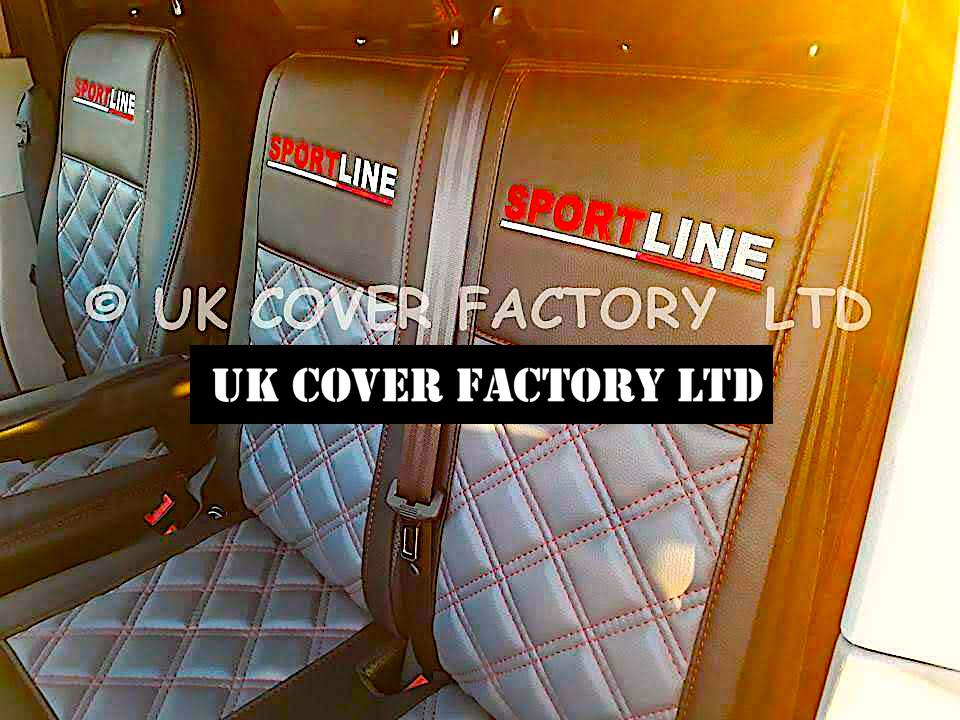 Van Seat Covers For VW Transporter Made with Sportline Logo 11A13SL Red