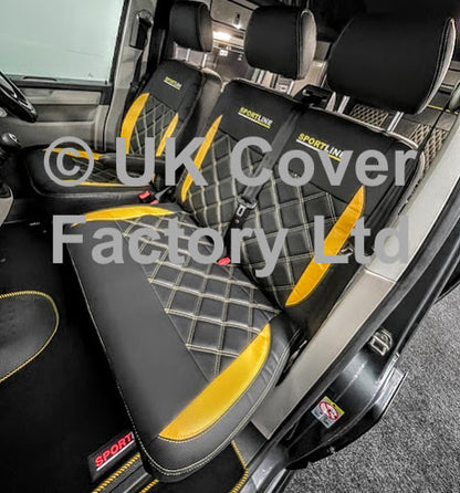 Van Seat Covers For VW Transporter Made with Sportline Logo 11A27SL Yellow