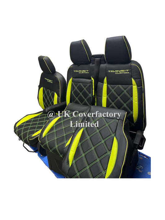Van Seat Covers For Transit Custom/MK8 Made with Transit Custom 11A28PPTC Limegreen