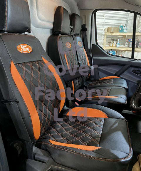Van Seat Covers For Transit Custom/MK8 Made with Ford Oval 1A29FD© ORANGE